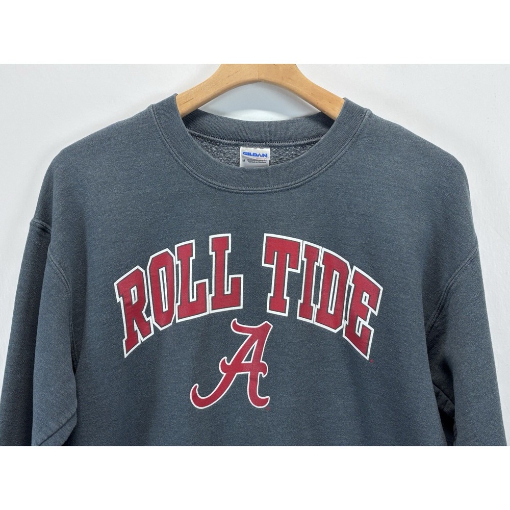 Vtg Gildan University Of Alabama Roll Tide Sweatshirt Sz Medium Men's Grey Crew - Picture 2 of 4